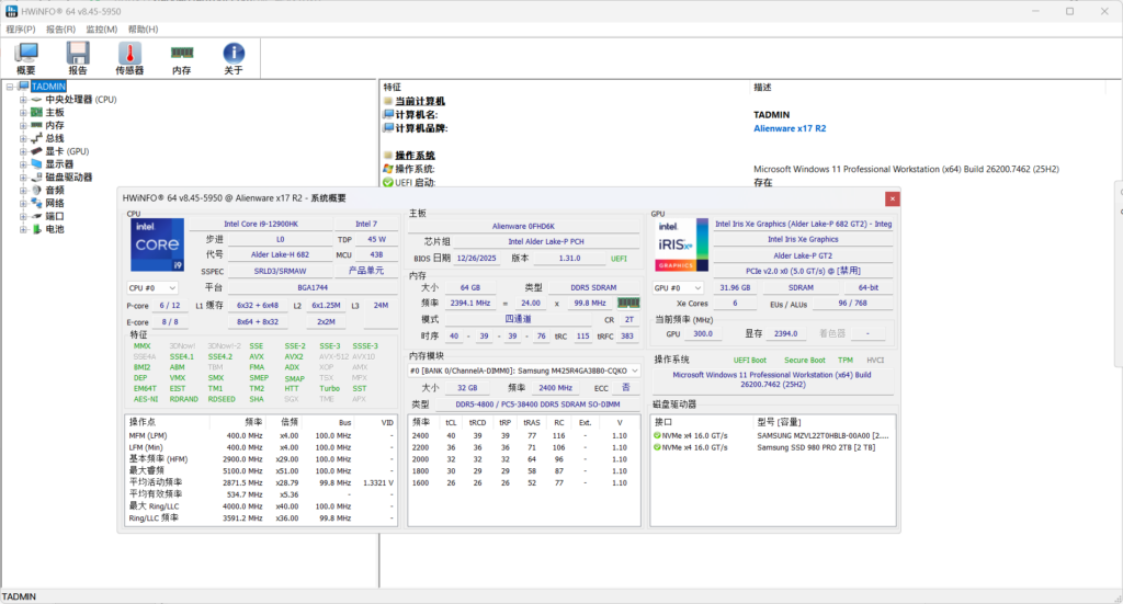 HWiNFO硬件检测工具v8.45.5950绿色版-大众奥迪MQB刷隐藏|改装升级教程|学习教程|固件|编码缘众日记