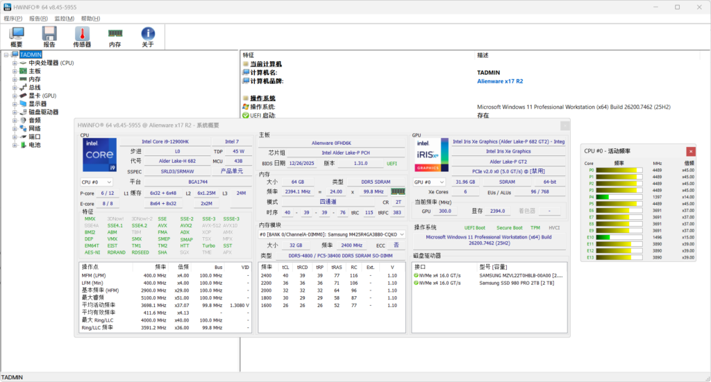 HWiNFO硬件检测工具v8.46.5960绿色版-大众奥迪MQB刷隐藏|改装升级教程|学习教程|固件|编码缘众日记